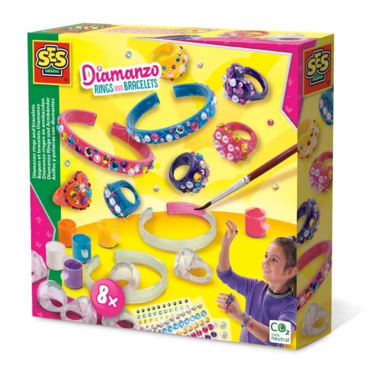 Set creativ pentru fetite, Inele si bratari cu diamante, +6 ani