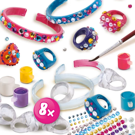Set creativ pentru fetite, Inele si bratari cu diamante, +6 ani