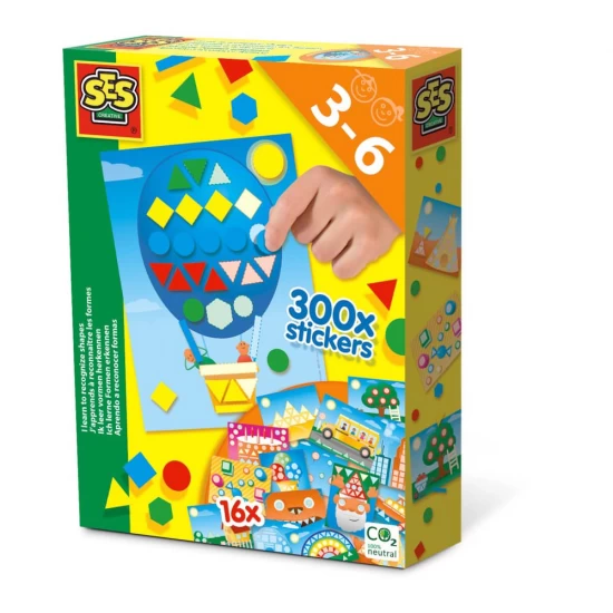 Set creativ pentru copii, Invat sa recunosc forme, 300 stickere, +3 ani