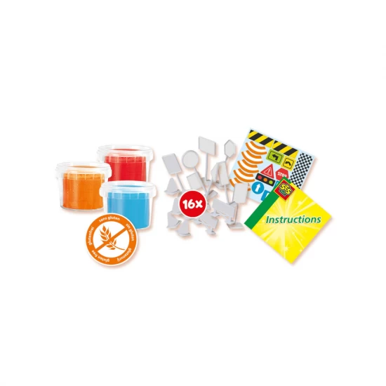 Set creativ pentru copii cu plastilina si semne de circulatie