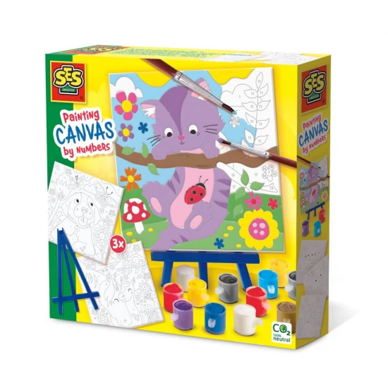 Set pictura pe numere cu 3 planse si acuarele, Animale de companie, +6 ani