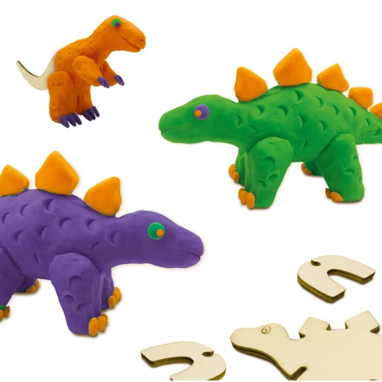 Set creativ modelare cu plastilina, Schelete de dinozauri din lemn, +3 ani