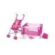 Set papusa cu carucior, pat si accesorii Set papusa cu carucior, pat si accesorii