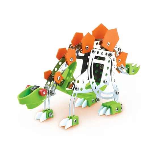 Set de constructie copii - Dinozauri din metal T-Rex si Stegosaurus