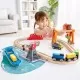 Set de joaca circuit din lemn - Port cu trenuri, vapoare si camioane Set de joaca circuit din lemn - Port cu trenuri, vapoare si camioane