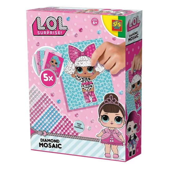 Set creativ L.O.L. - Mozaic si abtibilduri cu sclipici si diamante
