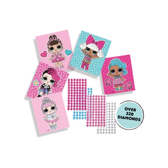Set creativ L.O.L. - Mozaic si abtibilduri cu sclipici si diamante