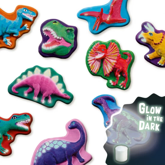 Set de lucru manual pentru copii cu dinozauri fosforescenti Set de lucru manual pentru copii cu dinozauri fosforescenti
