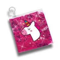 Set de mixat slime roz cu sclipici si margele - Unicorn