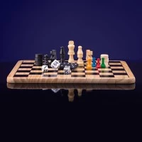 Set jocuri clasice din lemn Woodyland - Sah, Dame, Table, Domino, Nu te supara, Dame chinezesti, Moara