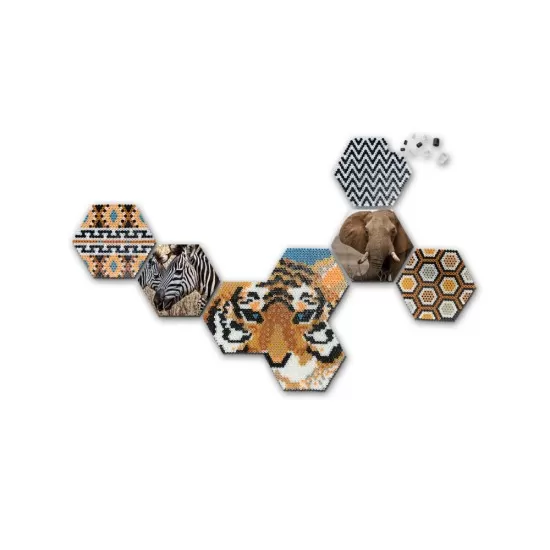 Set margele de calcat Beedz Art - Safari cu placi hexagonale Set margele de calcat Beedz Art - Safari cu placi hexagonale