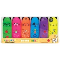 Set 6 culori marker evidentiator fluorescent Besty Cats