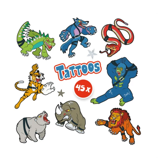 Set 45 tatuaje pentru copii cu efect metalic, Animale salbatice, +3 ani