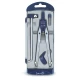 Trusa compas scolar din metal satinat cu 4 accesorii in blister