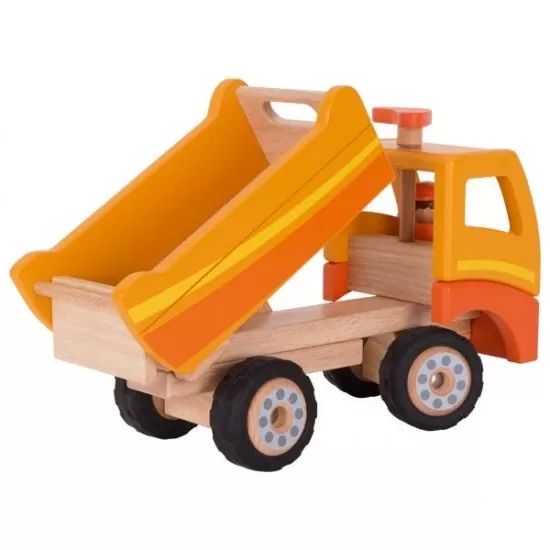 Basculanta din lemn cu sofer Goki 38 cm Basculanta din lemn cu sofer Goki 38 cm