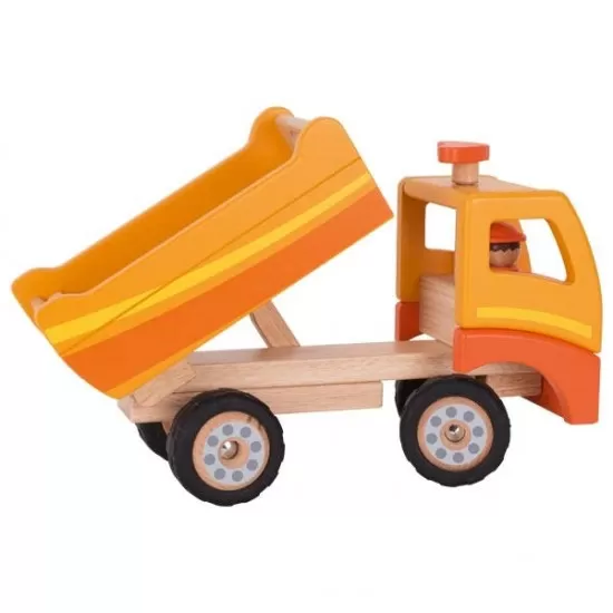 Basculanta din lemn cu sofer Goki 38 cm Basculanta din lemn cu sofer Goki 38 cm