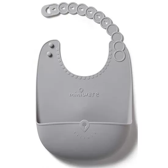 Baveta bebelusi Miniware Roll & Lock, 100% din silicon alimentar Grey Baveta bebelusi Miniware Roll & Lock, 100% din silicon alimentar Grey