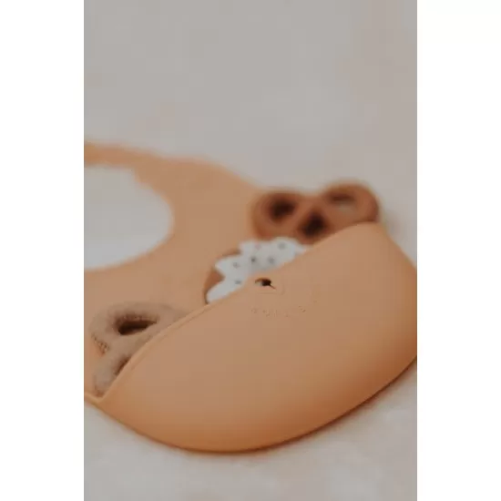 Baveta bebelusi Miniware Roll & Lock, 100% din silicon alimentar Toffee Baveta bebelusi Miniware Roll & Lock, 100% din silicon alimentar Toffee