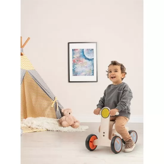 Bicicleta fara pedale cu 3 roti pentru copii MamaToyz Tribike din lemn natural Bicicleta fara pedale cu 3 roti pentru copii MamaToyz Tribike din lemn natural