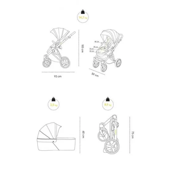 Carucior copii 2 in 1 Skiddou Oslo+ Normandic Dream Gri Carucior copii 2 in 1 Skiddou Oslo+ Normandic Dream Gri