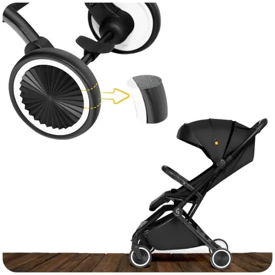 Carucior sport pliabil Skiddou Espoo+ Onyx, ultracompact pentru calatorii, Negru Carucior sport pliabil Skiddou Espoo+ Onyx, ultracompact pentru calatorii, Negru