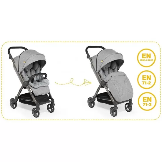 Carucior sport pliabil Skiddou Mell Normandic Dream, ultracompact pentru calatorii, Gri deschis Carucior sport pliabil Skiddou Mell Normandic Dream, ultracompact pentru calatorii, Gri deschis