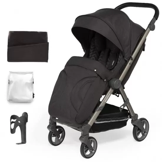 Carucior sport pliabil Skiddou Mell Onyx, ultracompact pentru calatorii, Negru Carucior sport pliabil Skiddou Mell Onyx, ultracompact pentru calatorii, Negru