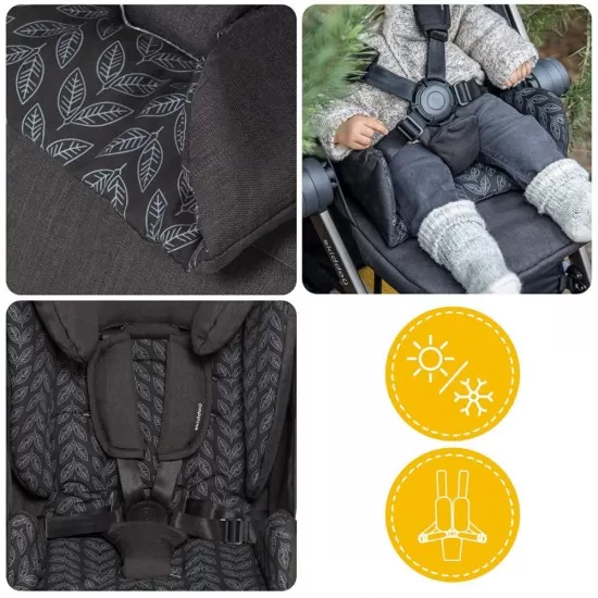 Carucior sport pliabil Skiddou Mell Onyx, ultracompact pentru calatorii, Negru Carucior sport pliabil Skiddou Mell Onyx, ultracompact pentru calatorii, Negru