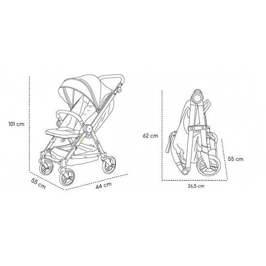 Carucior sport pliabil Skiddou Mell Onyx, ultracompact pentru calatorii, Negru Carucior sport pliabil Skiddou Mell Onyx, ultracompact pentru calatorii, Negru