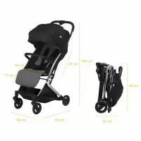 Carucior sport pliabil Skiddou Mikkeli Onyx, ultracompact pentru calatorii, Negru