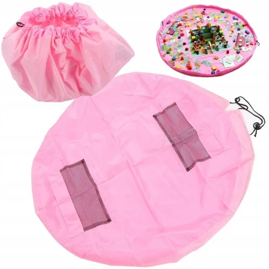 Covoras de joaca si saculet de jucarii 2 in 1 - Roz