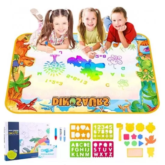 Covorasul Magic Drool Dino- 100x70cm - Jucarie educativa de colorat cu apa Covorasul Magic Drool Dino- 100x70cm - Jucarie educativa de colorat cu apa