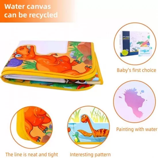 Covorasul Magic Drool Dino- 100x70cm - Jucarie educativa de colorat cu apa Covorasul Magic Drool Dino- 100x70cm - Jucarie educativa de colorat cu apa