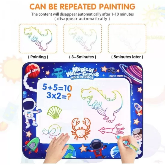 Covorasul Magic Drool Space 100x80cm - Jucarie educativa de colorat cu apa