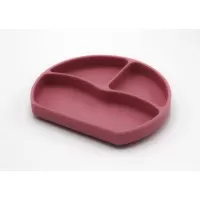 Farfurie din silicon cu 3 compartimente pentru auto-diversificare BabyJem Culoare Roz