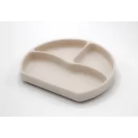 Farfurie din silicon cu 3 compartimente pentru auto-diversificare BabyJem Culoare Ecru