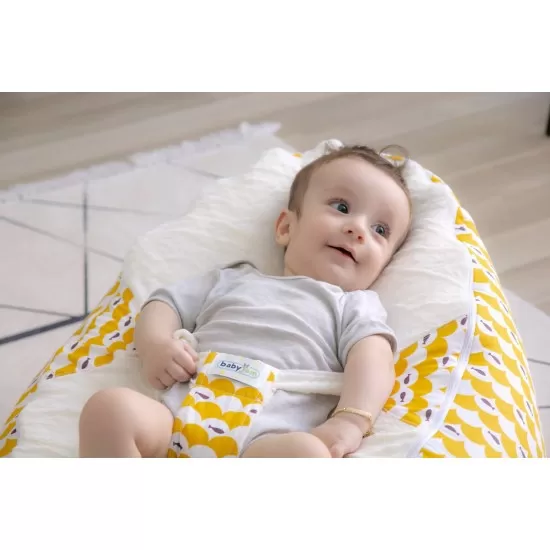 Fotoliu pentru bebelusi cu ham de siguranta Baby Bean Bed Gri