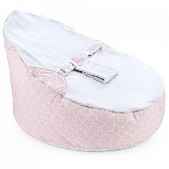 Fotoliu pentru bebelusi cu ham de siguranta Baby Bean Bed Roz