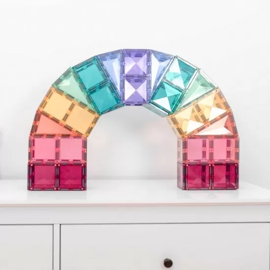 Set constructie magnetic 120 piese Pastel Magnetic Tiles Set constructie magnetic 120 piese Pastel Magnetic Tiles