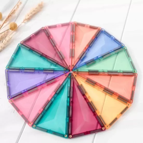 Set constructie magnetic 120 piese Pastel Magnetic Tiles Set constructie magnetic 120 piese Pastel Magnetic Tiles