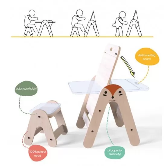 Masuta si tabla 2 in 1 cu scaunel MamaToyz Massam MDF Masuta si tabla 2 in 1 cu scaunel MamaToyz Massam MDF