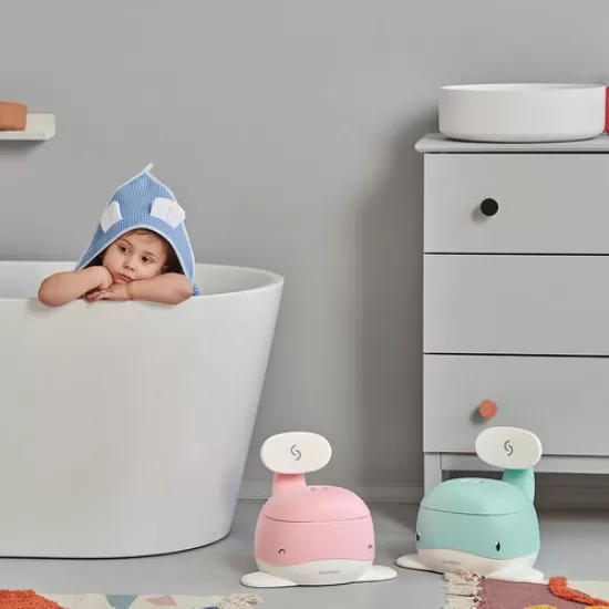 Olita pentru copii Pottili Skiddou balenuta cu capac Sky high Bleu