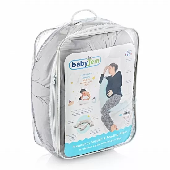 Perna gravide si alaptare multifunctionala BabyJem Culoare Gri Perna gravide si alaptare multifunctionala BabyJem Culoare Gri