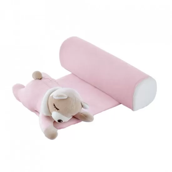 Pernuta pozitionator BabyJem anti-rasucire pentru bebelusi Teddy Culoare Roz