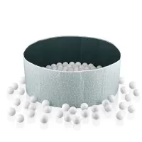 Piscina uscata cu bile BabyJem 30x83 cm 100 bile albe Verde