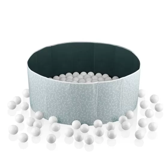 Piscina uscata cu bile BabyJem 30x83 cm 100 bile albe Verde Piscina uscata cu bile BabyJem 30x83 cm 100 bile albe Verde