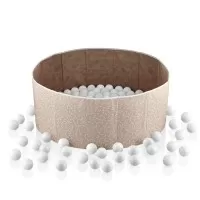 Piscina uscata cu bile BabyJem 30x83 cm 100 bile albe Somon