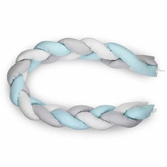 Protectie laterala bumper impletit BabyJem Culoare Bleu Protectie laterala bumper impletit BabyJem Culoare Bleu