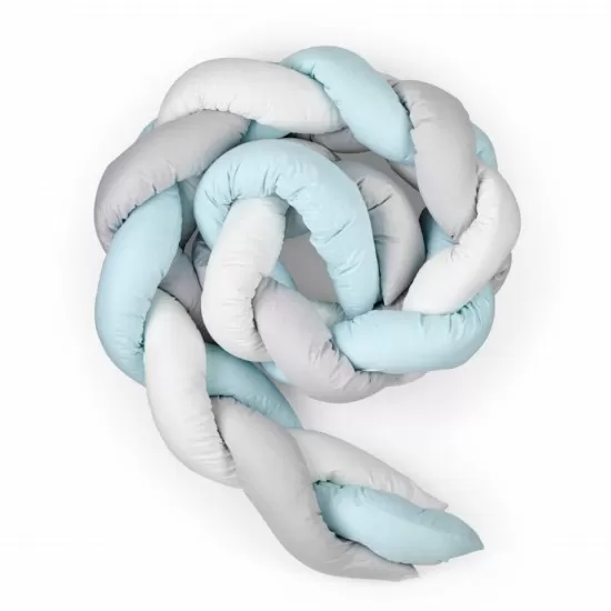 Protectie laterala bumper impletit BabyJem Culoare Bleu Protectie laterala bumper impletit BabyJem Culoare Bleu
