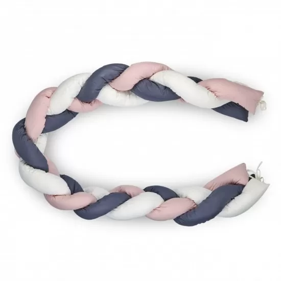 Protectie laterala bumper impletit BabyJem Culoare Roz